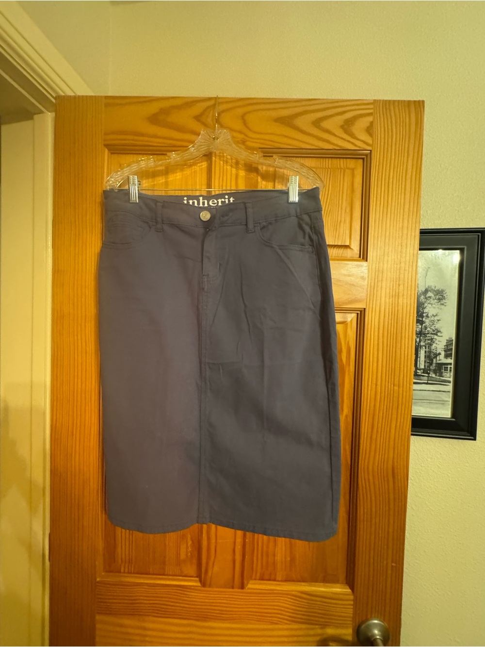 Inherit Co. Navy-Gray Midi Skirt - Classic A-Line